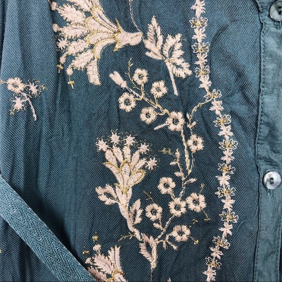 TINY Anthropologie Embroidered Shirt Dress Small - Picture 5 of 11